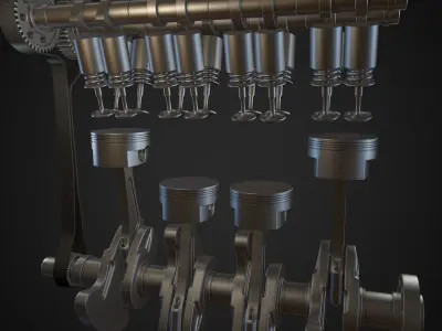 Animated L4 Engine Cylinders 3D model