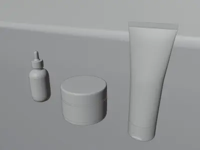 Cosmetic Bottles and Tube Set 3D model