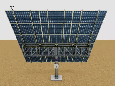Dual Axis Solar Tracker Pole3x6 Panel Layout Low-poly 3D model