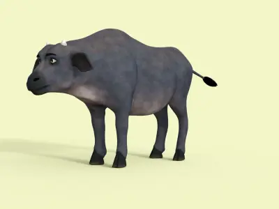 Cartoon Cow Rigged 3D model