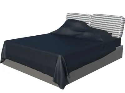 Bed 3d model with cover Low-poly 3D model