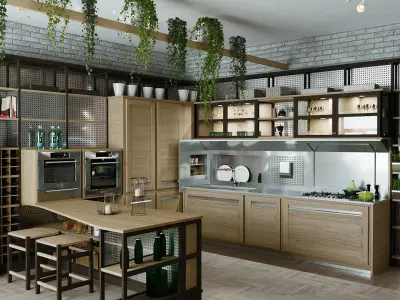 Green Kitchen 3D model