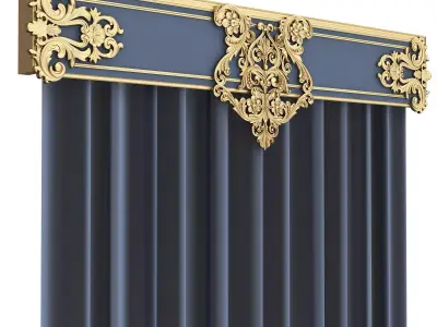 Cornice Classic Curtain 07 Low-poly 3D model