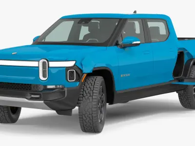 2023 Rivian R1T Pickup Blue Rigged 3D model