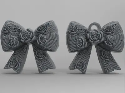 valentines rose ribbon bow  3D print model