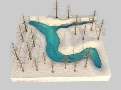 River and snow Free 3D model