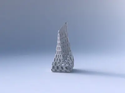 Vase twisted squeezed and bent quadratic with checker grid la... 3D print model