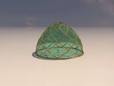 Pointed dome triangulated with glass enclosure 3D model