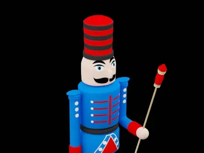 Blue Christmas Nutcracker Low-poly 3D model