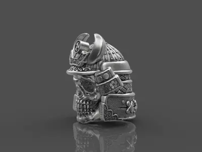 Head skull samurai 3d model for 3d printing 3D print model 3D print model