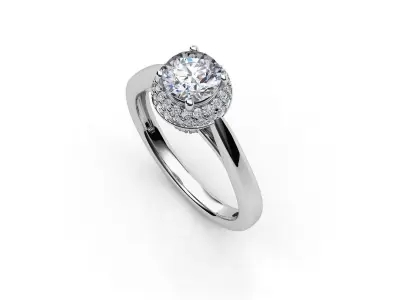 aj-021 oval diamond halo engagement ring 3D print model