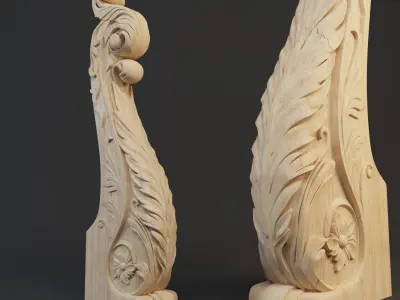 COLUMN carved wood carvings Low-poly 3D model