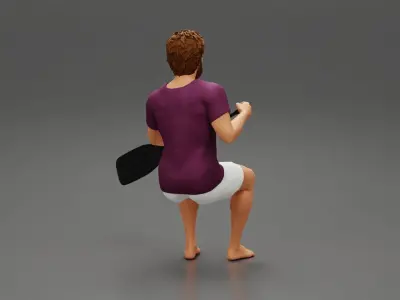 Man rafting on river 3D print model