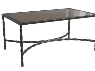 Black Metal Glass Top Coffee Table Low-poly 3D model