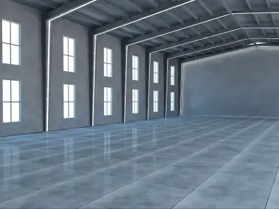 MODEL WAREHOUSE empty with windows 3D model