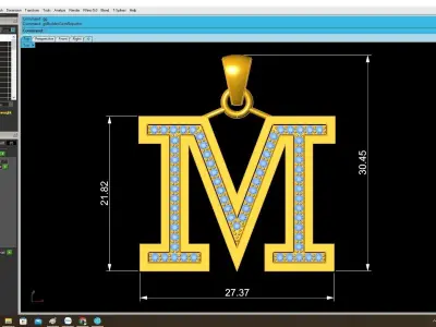 Luxury Letter M Initial Pendant 3D Jewelry Model 4101 3D print model