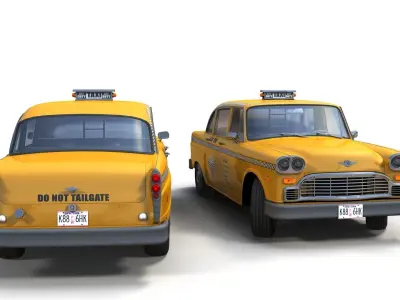 Taxi vintage yellow cab Low-poly 3D model