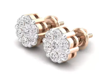 Diamond cluster earrings for woman 3D print model