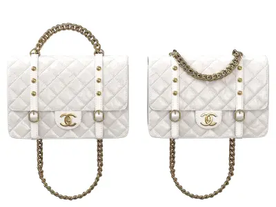 Vintage Flap Bag Aged Calfskin White Low-poly 3D model