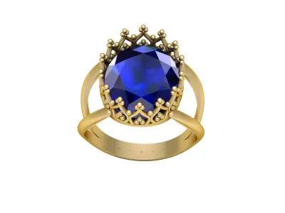DOUBLE LAYER BLUE SAPPHIRE LUXURY RING 3D PRINTABLE MODEL 3D print model