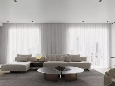 Modern living room dining room interior scenes 546 3D model