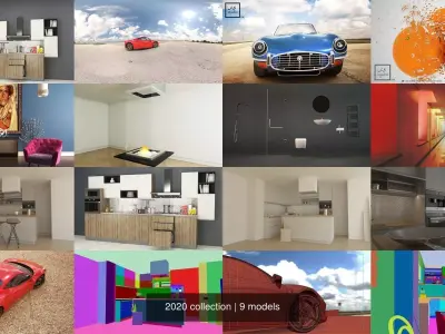 2020 collection three oranges splashing water 3D Model Pack