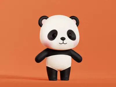 Cartoon Panda Character Chibi Kawaii Low-poly 3D model