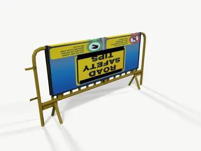 Barrier With Poster Low-poly 3D model