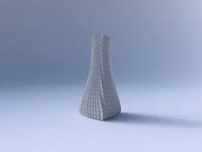 Vase grounded triangle with bent extruded lines 3D print model