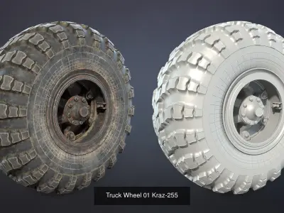 Truck Wheels Set 3D Model Pack