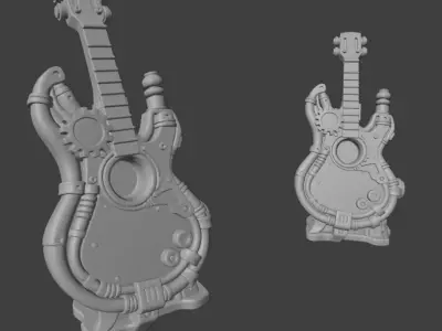 Industrial Guitar Sculpture 3D print model