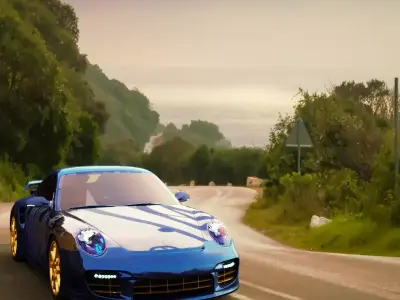 Porsche 911 Racing with HDRI Low-poly 3D model