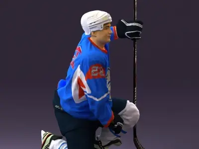 Hockey player in blue jersey 0894 3D model