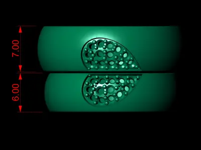 Couple heart Rings Set 3D print model