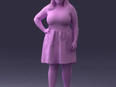 000299 Confident Woman in a Red Dress 1016 3dp 3D print model