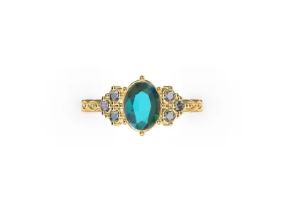 Elegant Ring with Precious Stones 3D print model
