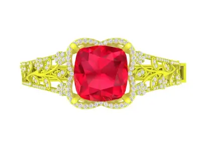 A7563 Luxury Diamond Cushion Bangle for Asian Women 3D print model