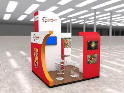 Exhibition Stand Booth stall 3x3m Height 376cm 3 Sides Open 3D model