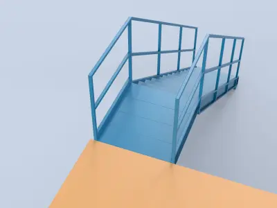 Modern Steel Structured Loft and Industrial Style and 3D Model Low-poly 3D model