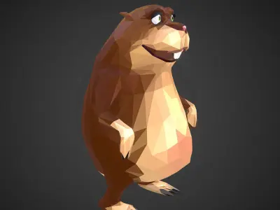 Gopher Cartoon Low Polygon Art Farm Animal Low-poly 3D model