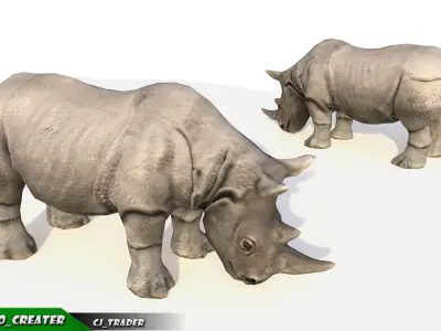 Lowpoly Rhinoceros Animated 3D model Low-poly 3D model