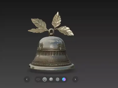 Ornate Antique Bell with Decorative Leaves High Poly 3D Model Low-poly 3D model