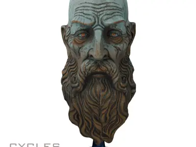 Wise Man Sculpture with Watercolor Finish Low-poly 3D model