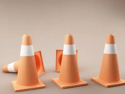 Traffic Cones 01 Low-poly 3D model