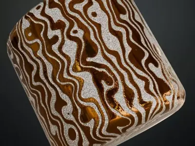 Stylized Damascus Patterned Metal PBR Seamless Texture