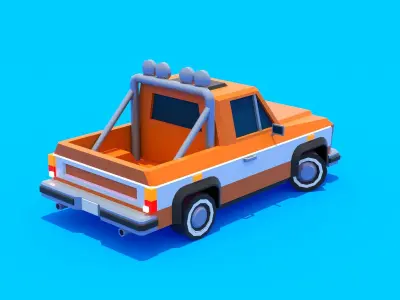 Pickup truck Low-poly 3D model