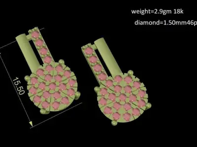 earrings person diamond stud 3D print model
