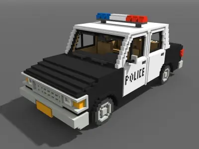 Voxel Police Car Low-poly 3D model