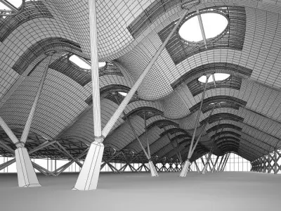 Modern Empty Garage With Y Ellow Details 3D model