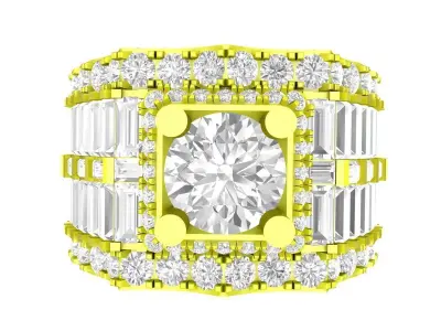 6965 luxury baguette diamond men ring 3D print model